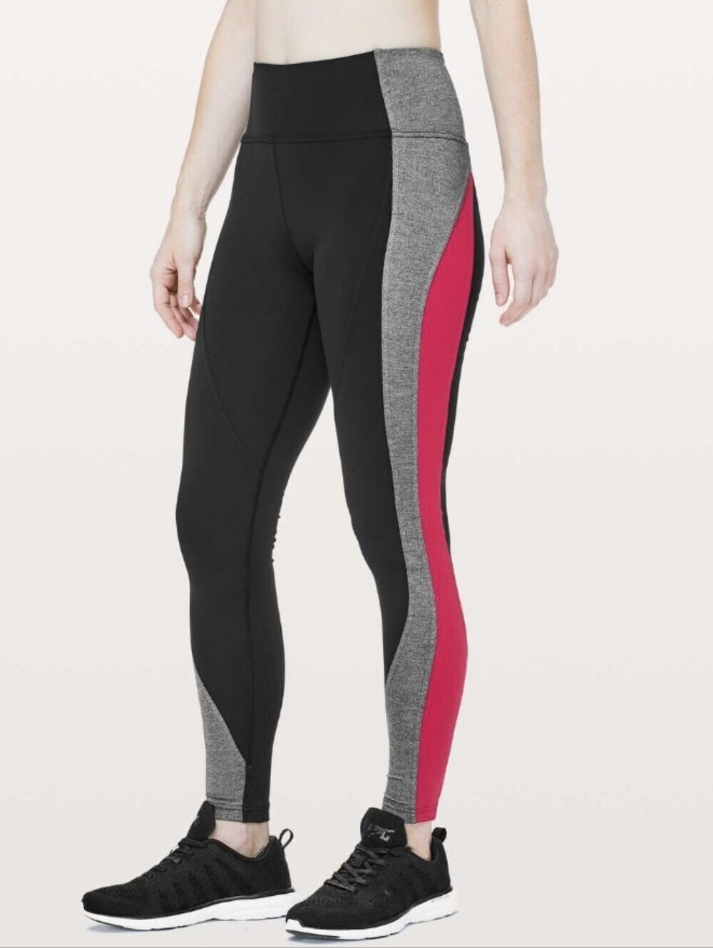 Lululemon Get Going Train Tight *28" Black / Heathered Black / Flamenco Red. 12.